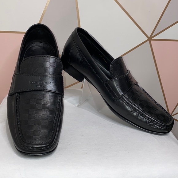 LOUIS VUITTON MENS LOAFERS LV LOGO INFINITE DAMIER SHOES 8.5US/7.5LV - Picture 1 of 11